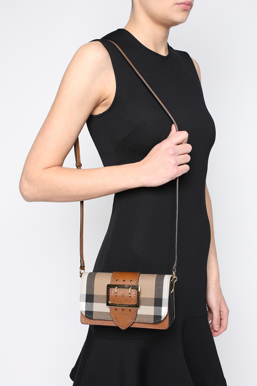 burberry the buckle crossbody bag in leather